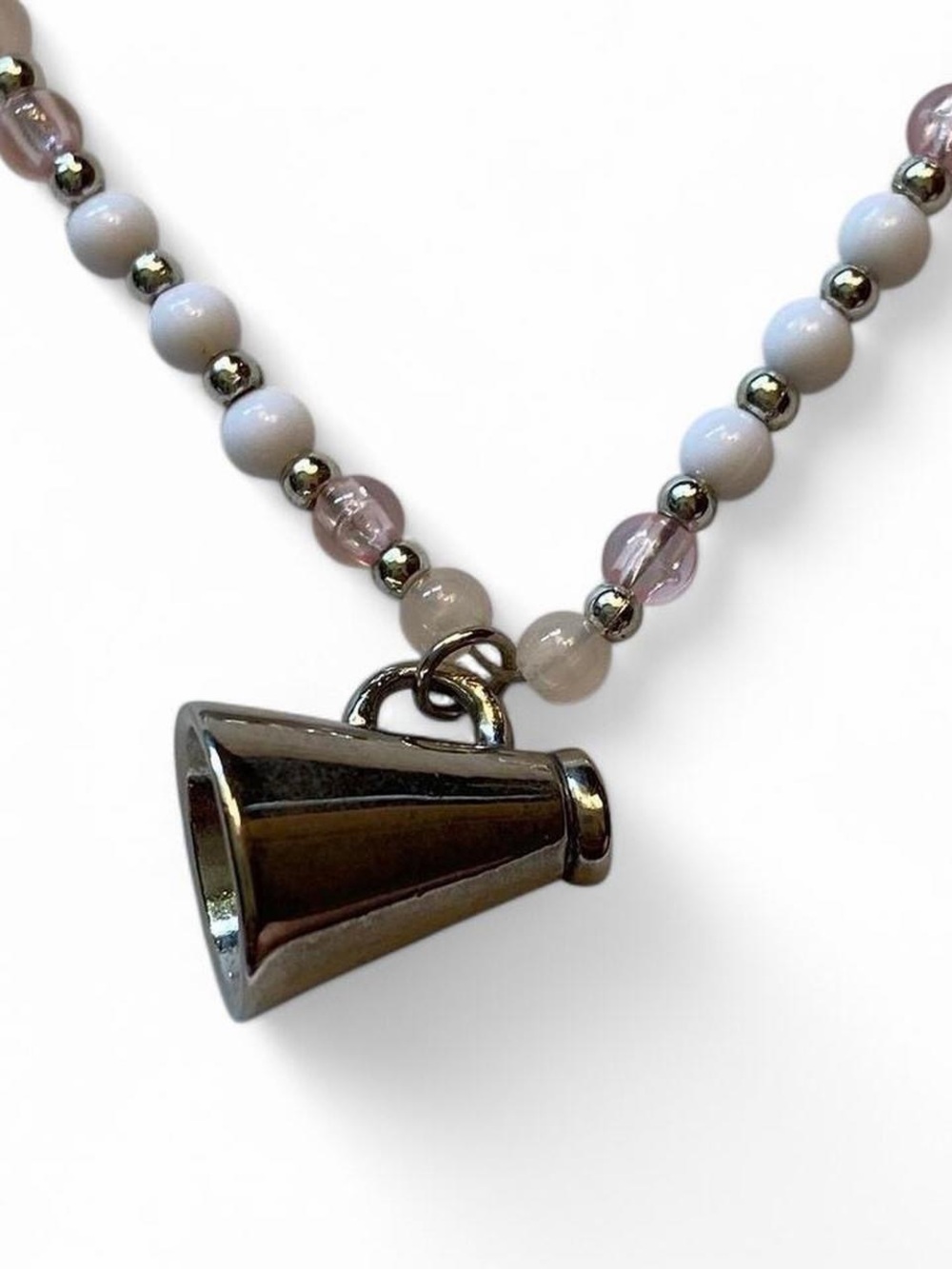 Silver Megaphone Cheerleader Necklace